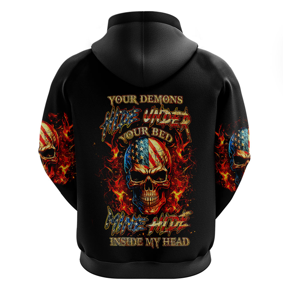 Fire Skull Hoodie My Demon Hide Inside My Head - Wonder Print Shop