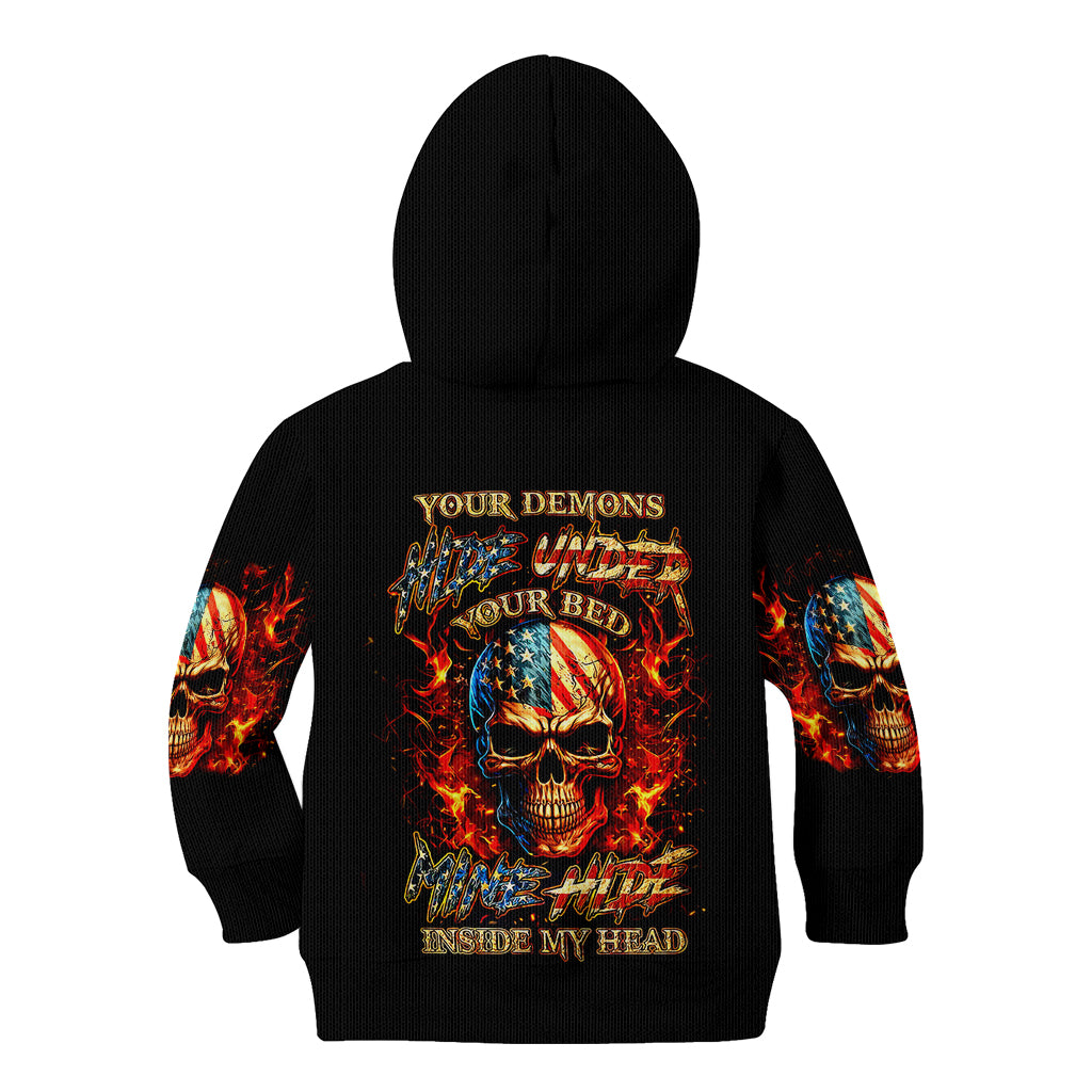 Fire Skull Kid Hoodie My Demon Hide Inside My Head - Wonder Print Shop