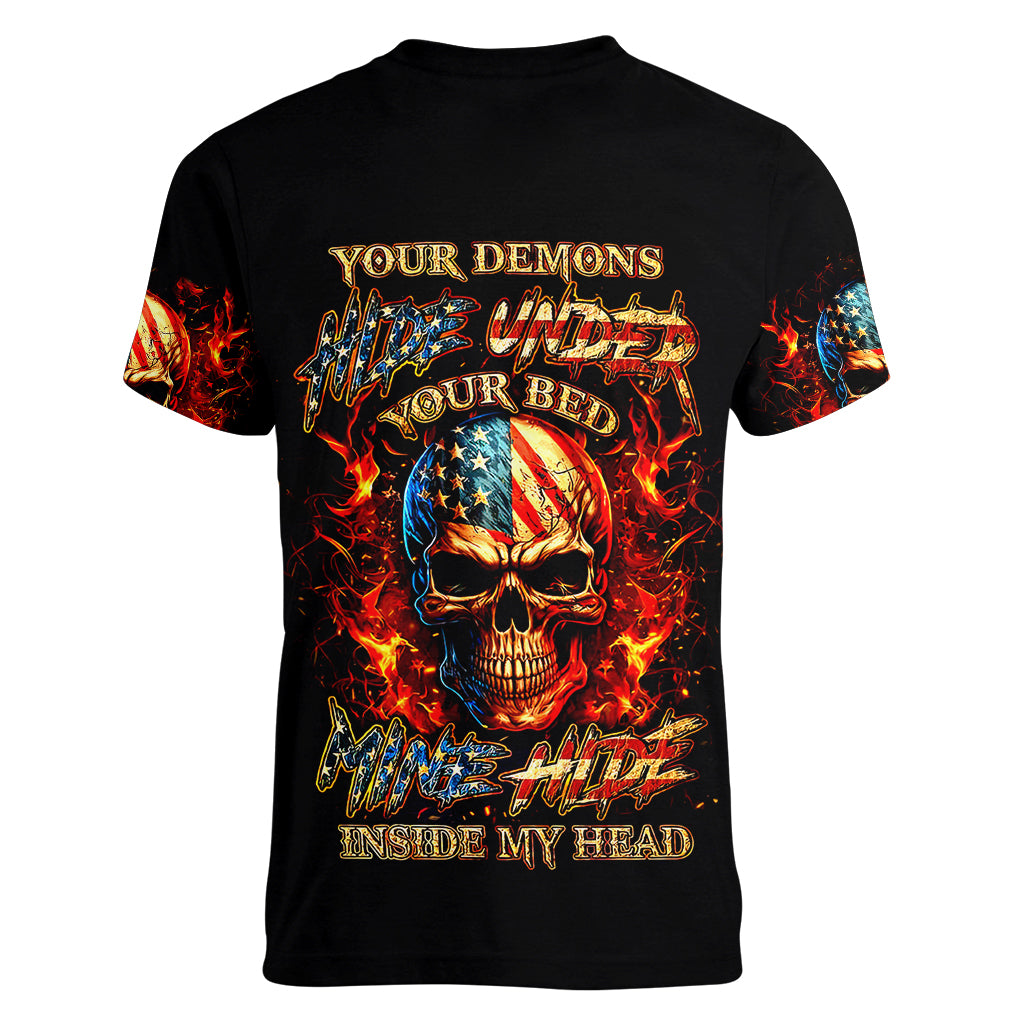 fire-skull-women-v-neck-t-shirt-my-demon-hide-inside-my-head