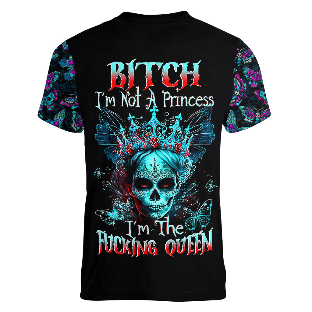 da-de-los-muertos-skull-women-v-neck-t-shirt-im-not-a-princess-im-the-queen