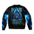 Blue Flame Skull Bomber Jacket Blood Make You Related - Wonder Print Shop