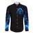 Blue Flame Skull Long Sleeve Button Shirt Blood Make You Related - Wonder Print Shop