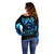 Blue Flame Skull Off Shoulder Sweater Blood Make You Related - Wonder Print Shop