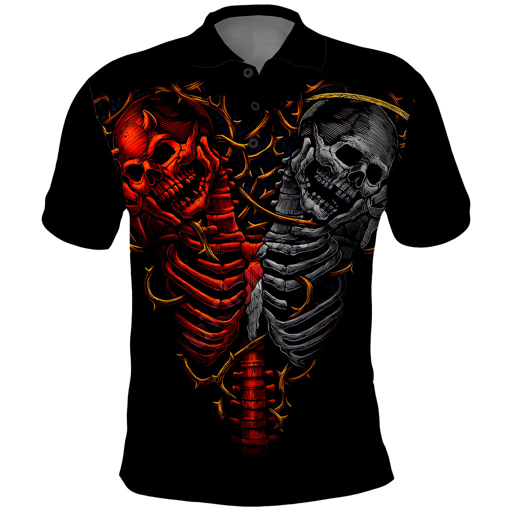 Skull Polo Shirt Devil And Angel Twin Skull - Wonder Print Shop