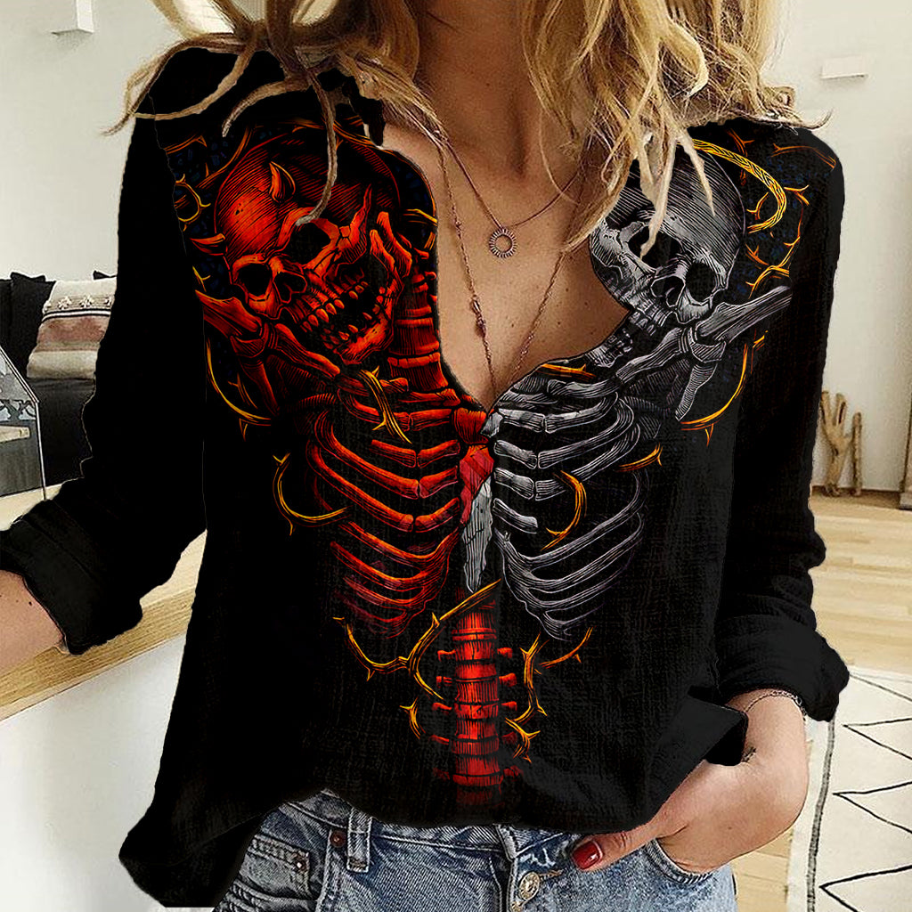 skull-women-casual-shirt-devil-and-angel-twin-skull