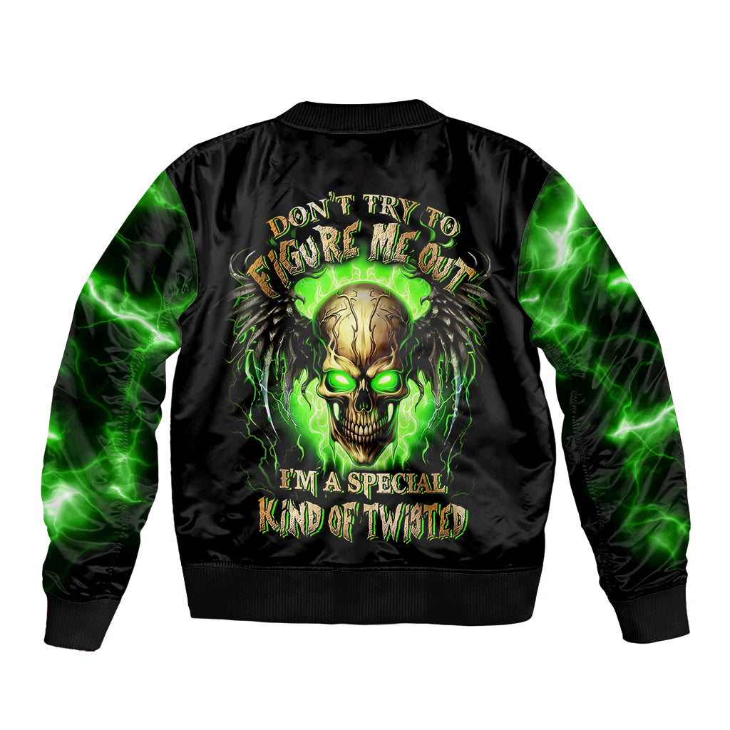 Skull Bomber Jacket Don't Try To Figured Me Out - Wonder Print Shop