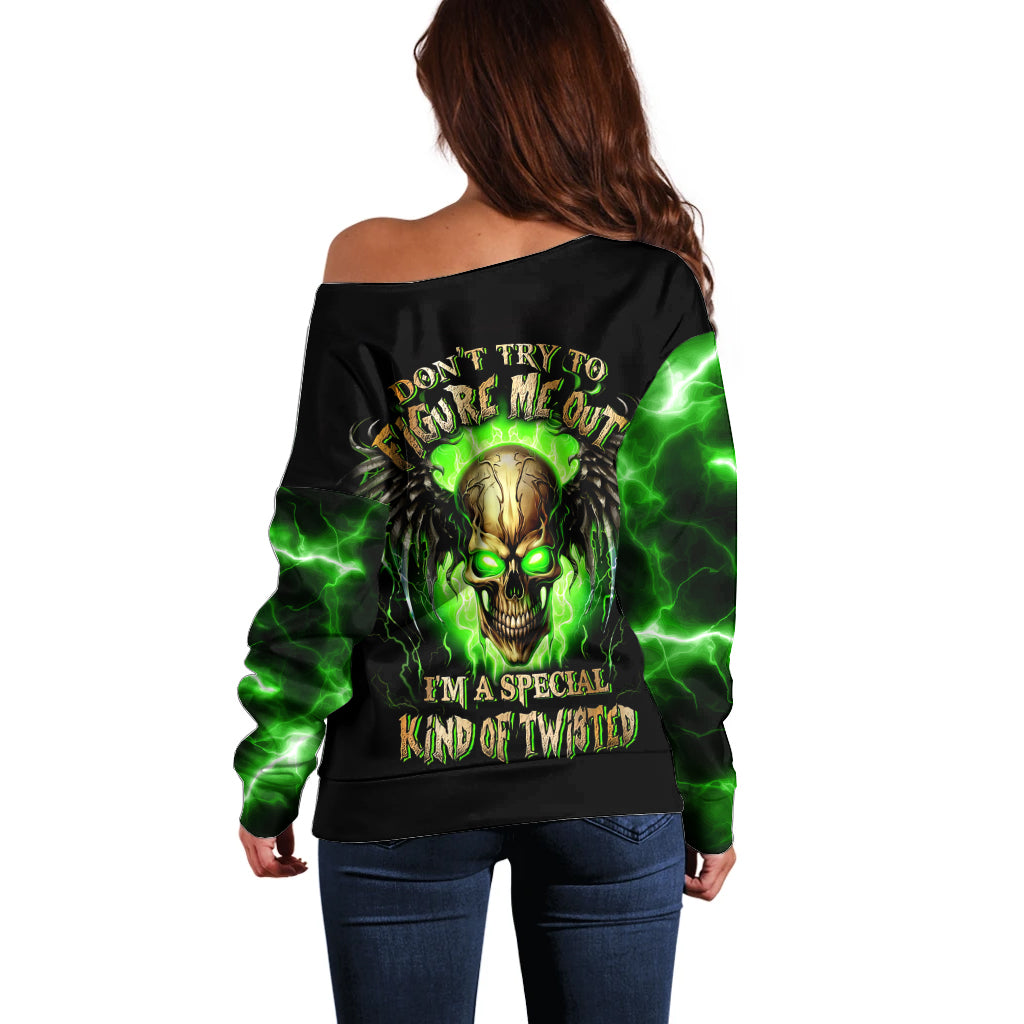 Skull Off Shoulder Sweater Don't Try To Figured Me Out - Wonder Print Shop