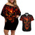 Flame Skull Couples Matching Off Shoulder Short Dress and Hawaiian Shirt SKull Face Inside Me - Wonder Print Shop