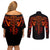 Flame Skull Couples Matching Off Shoulder Short Dress and Long Sleeve Button Shirts SKull Face Inside Me - Wonder Print Shop