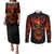 Flame Skull Couples Matching Puletasi Dress and Long Sleeve Button Shirts SKull Face Inside Me - Wonder Print Shop