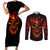 Flame Skull Couples Matching Short Sleeve Bodycon Dress and Long Sleeve Button Shirts SKull Face Inside Me - Wonder Print Shop