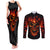 Flame Skull Couples Matching Tank Maxi Dress and Long Sleeve Button Shirts SKull Face Inside Me - Wonder Print Shop