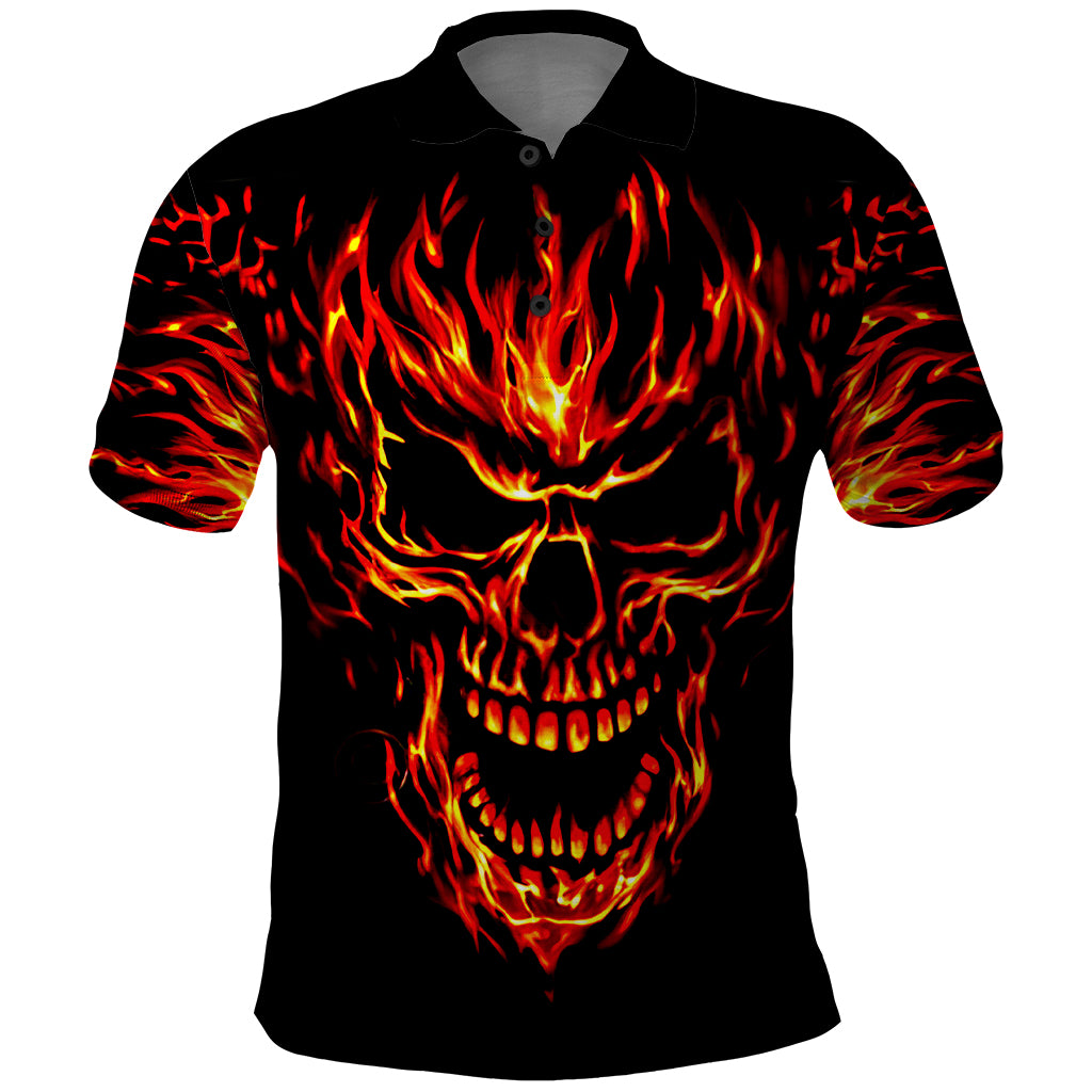 Flame Skull Polo Shirt SKull Face Inside Me - Wonder Print Shop