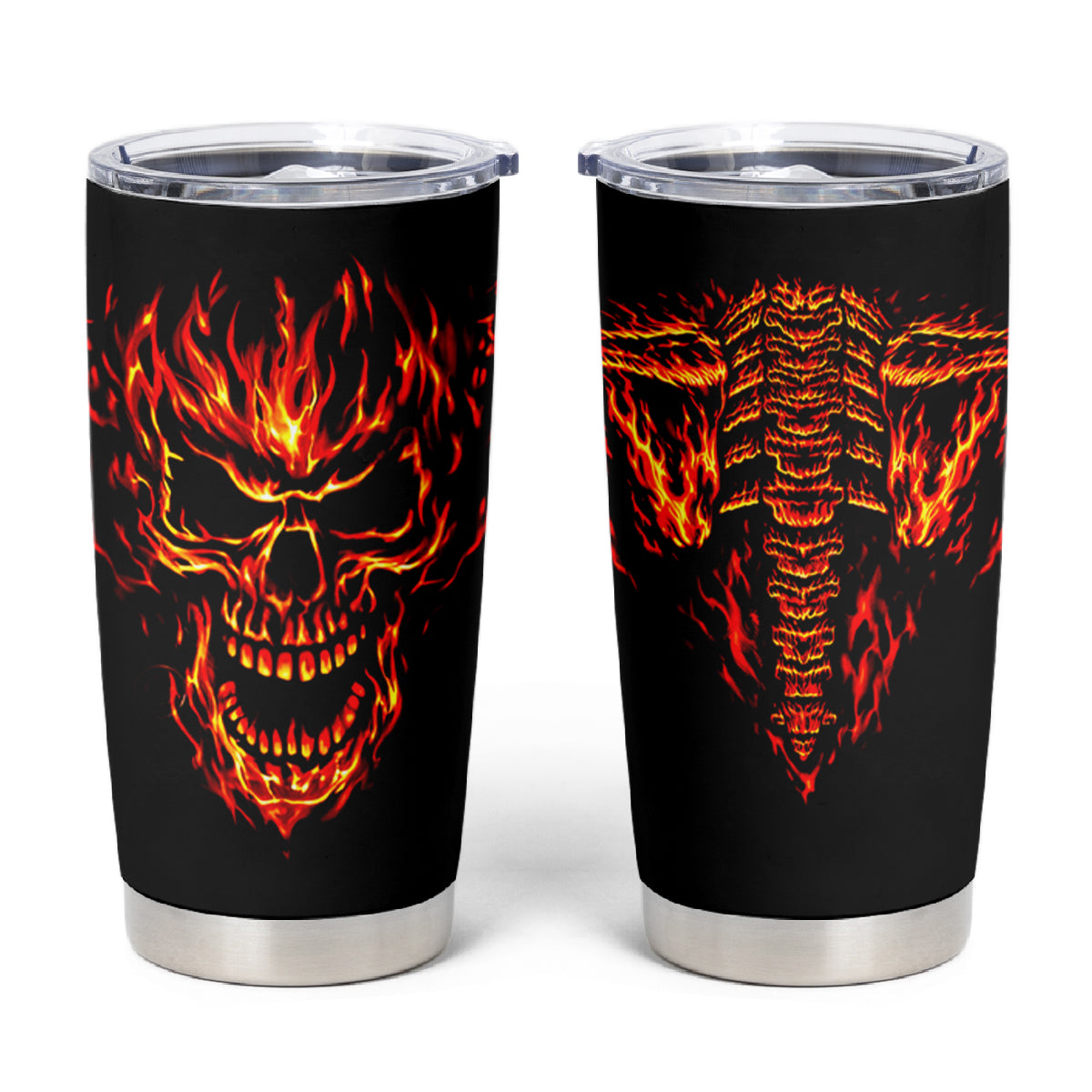 Flame Skull Tumbler Cup SKull Face Inside Me