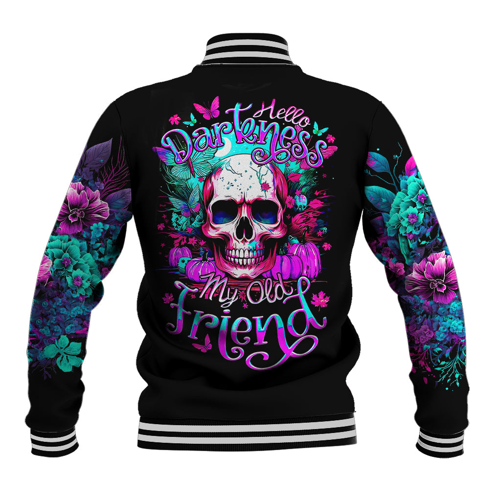 Skull Baseball Jacket Hello Darkness My Old Friend Pinky - Wonder Print Shop