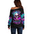 Skull Off Shoulder Sweater Hello Darkness My Old Friend Pinky - Wonder Print Shop