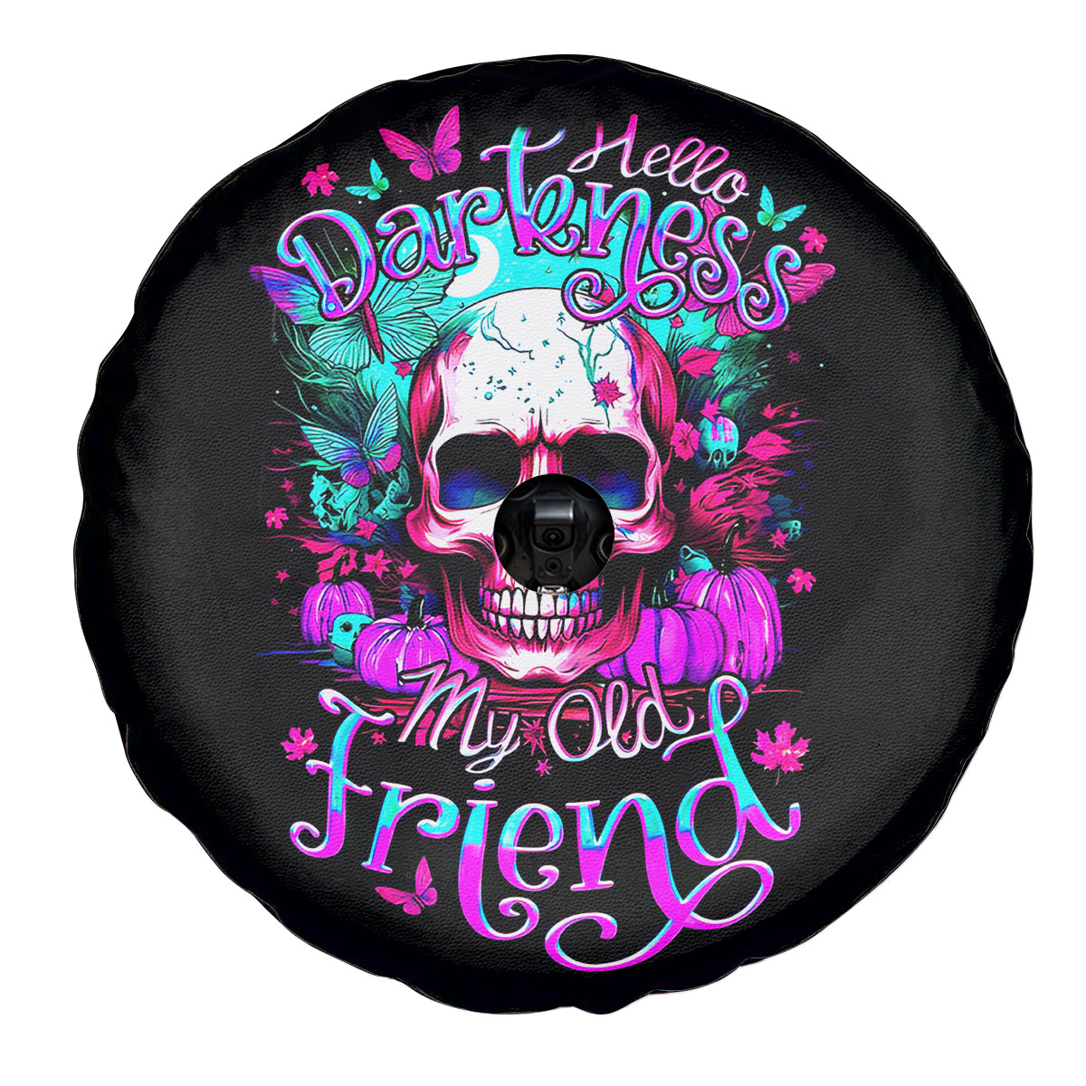 Skull Spare Tire Cover Hello Darkness My Old Friend Pinky - Wonder Print Shop