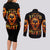 Flame Skull Couples Matching Long Sleeve Bodycon Dress and Long Sleeve Button Shirts I Can Fix Stupid But That Hurt - Wonder Print Shop