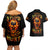 Flame Skull Couples Matching Off Shoulder Short Dress and Hawaiian Shirt I Can Fix Stupid But That Hurt - Wonder Print Shop