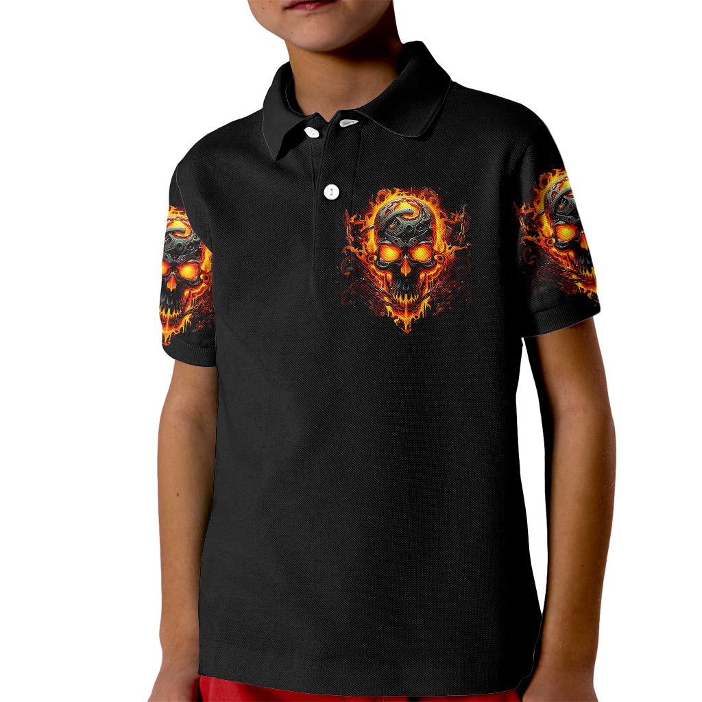 Flame Skull Kid Polo Shirt I Can Fix Stupid But That Hurt - Wonder Print Shop