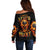 Flame Skull Off Shoulder Sweater I Can Fix Stupid But That Hurt - Wonder Print Shop