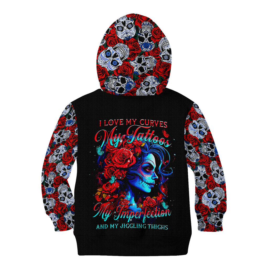 Skull Rose Kid Hoodie I Love My Curve My Tattoo My Imperfection - Wonder Print Shop