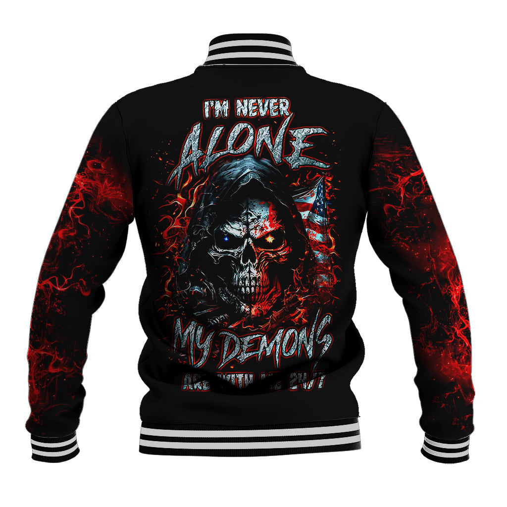 Blood Skull Baseball Jacket I Never Alone My Demon With Me 24/7 - Wonder Print Shop