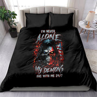 Black duvet cover bedding set with demon skull graphic and two matching pillowcases