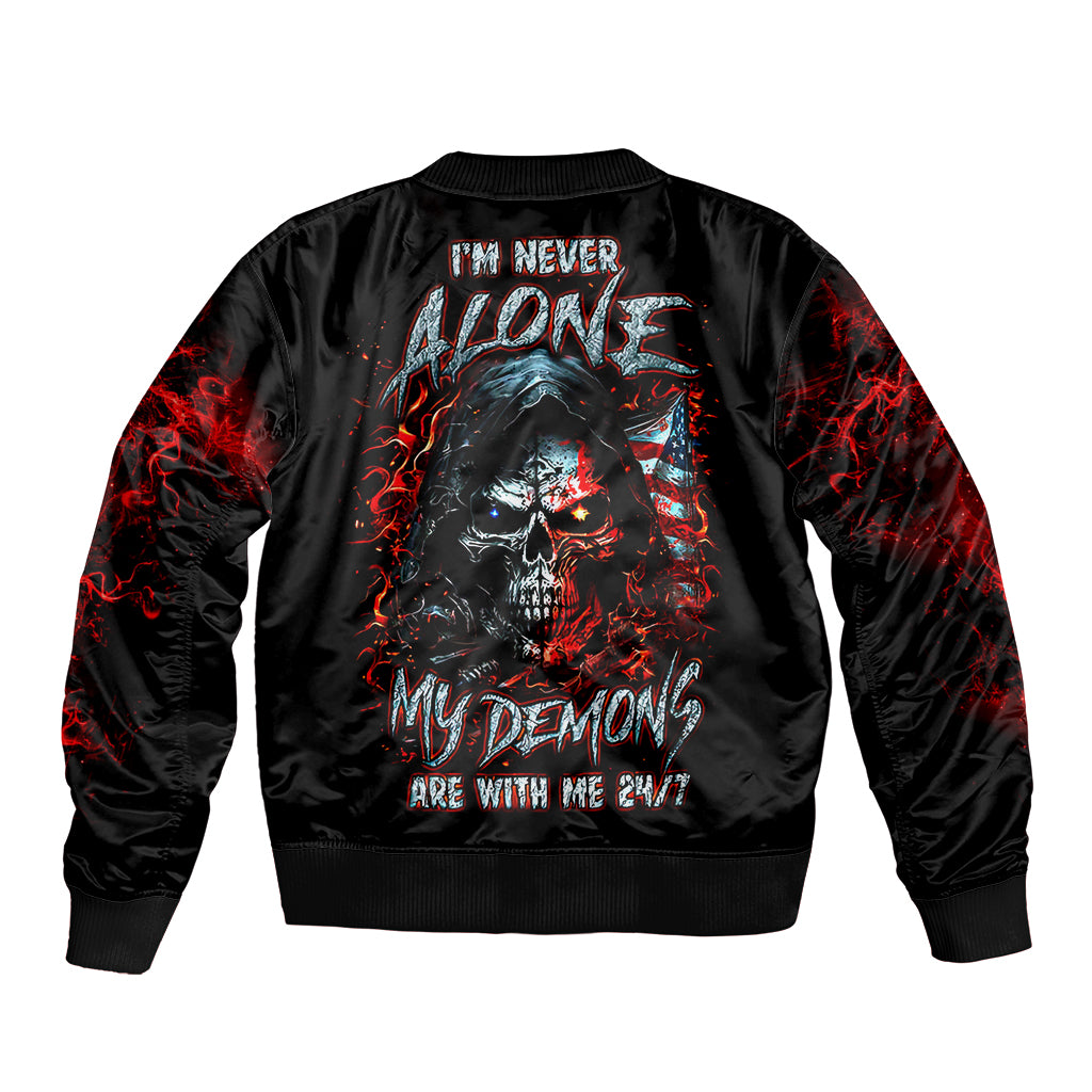 Blood Skull Bomber Jacket I Never Alone My Demon With Me 24/7 - Wonder Print Shop