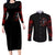 Blood Skull Couples Matching Long Sleeve Bodycon Dress and Long Sleeve Button Shirts I Never Alone My Demon With Me 24/7 - Wonder Print Shop