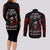 Blood Skull Couples Matching Long Sleeve Bodycon Dress and Long Sleeve Button Shirts I Never Alone My Demon With Me 24/7 - Wonder Print Shop