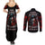 Blood Skull Couples Matching Summer Maxi Dress and Long Sleeve Button Shirts I Never Alone My Demon With Me 24/7 - Wonder Print Shop