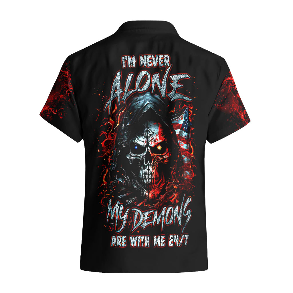 Blood Skull Hawaiian Shirt I Never Alone My Demon With Me 24/7 - Wonder Print Shop