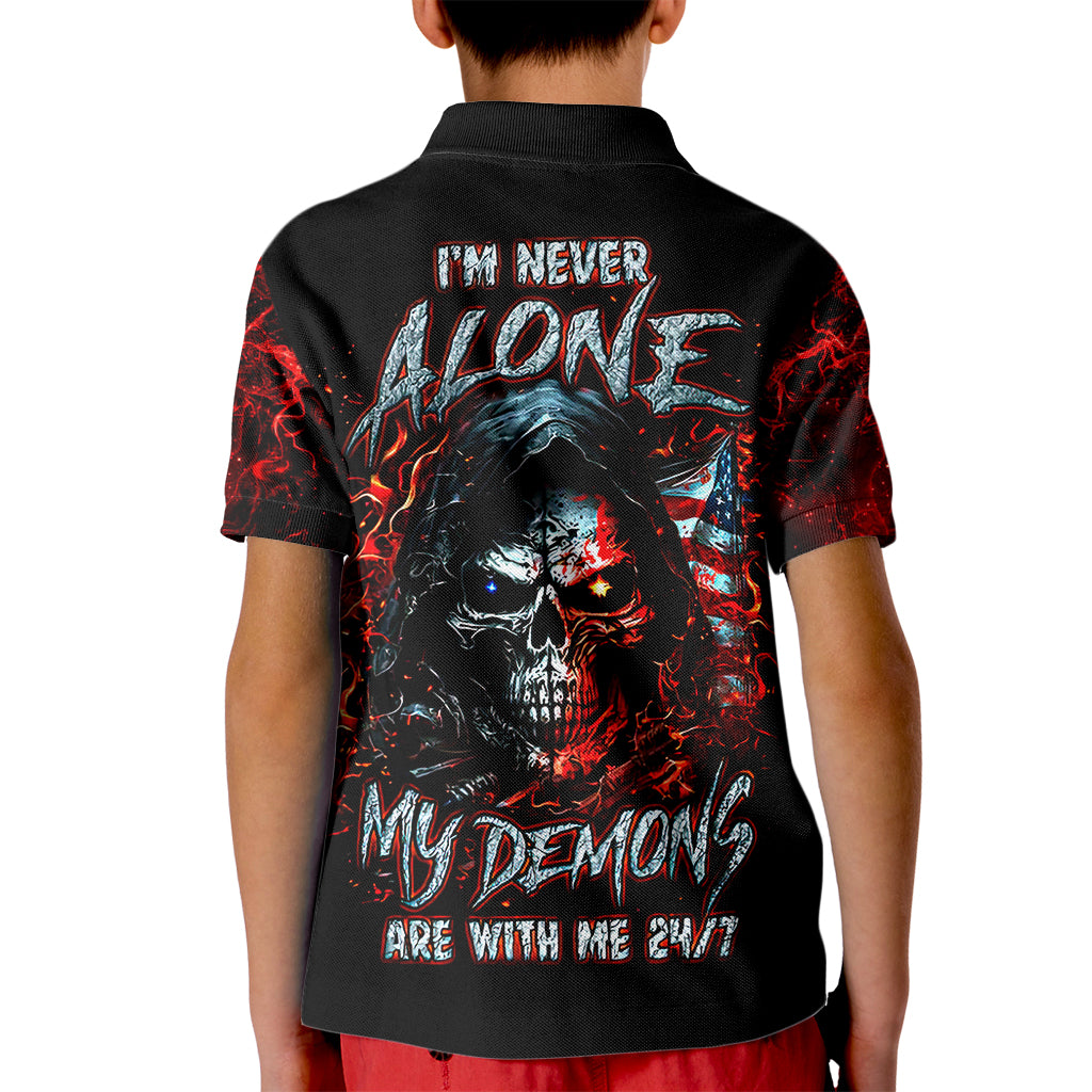 Blood Skull Kid Polo Shirt I Never Alone My Demon With Me 24/7 - Wonder Print Shop