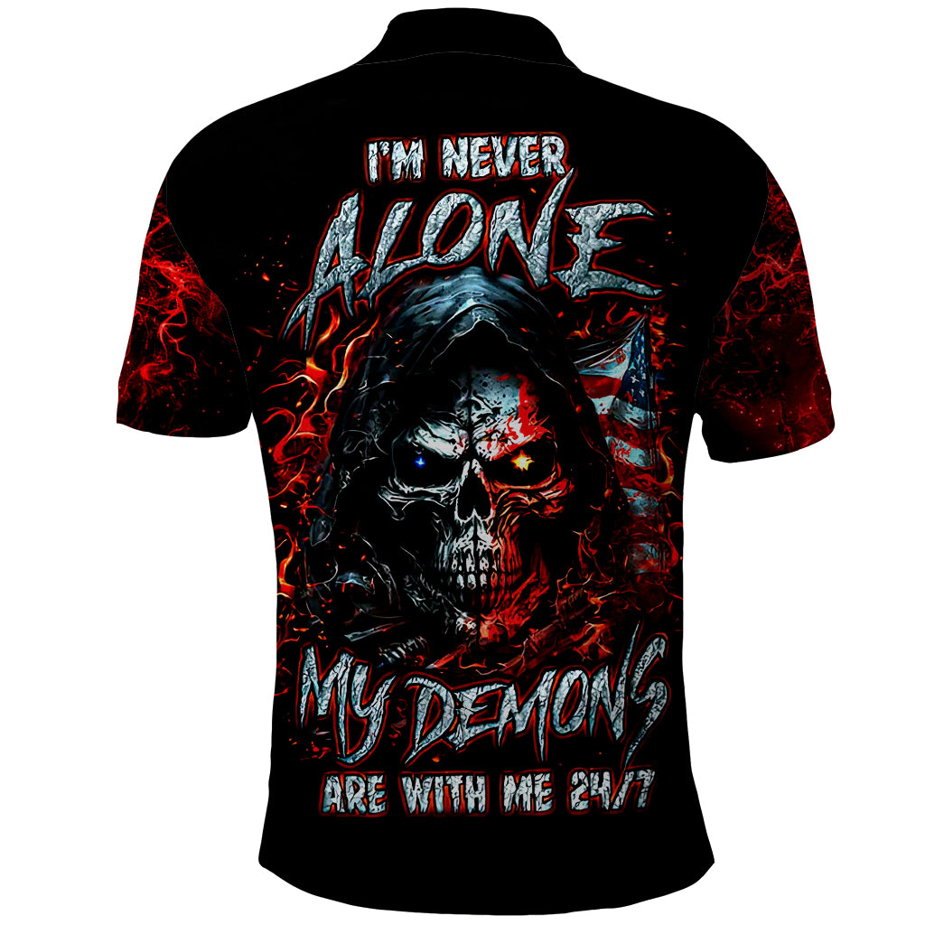 Blood Skull Polo Shirt I Never Alone My Demon With Me 24/7 - Wonder Print Shop