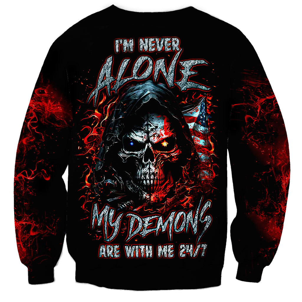 Black unisex sweatshirt with large blood-skull demon graphic and red lightning text