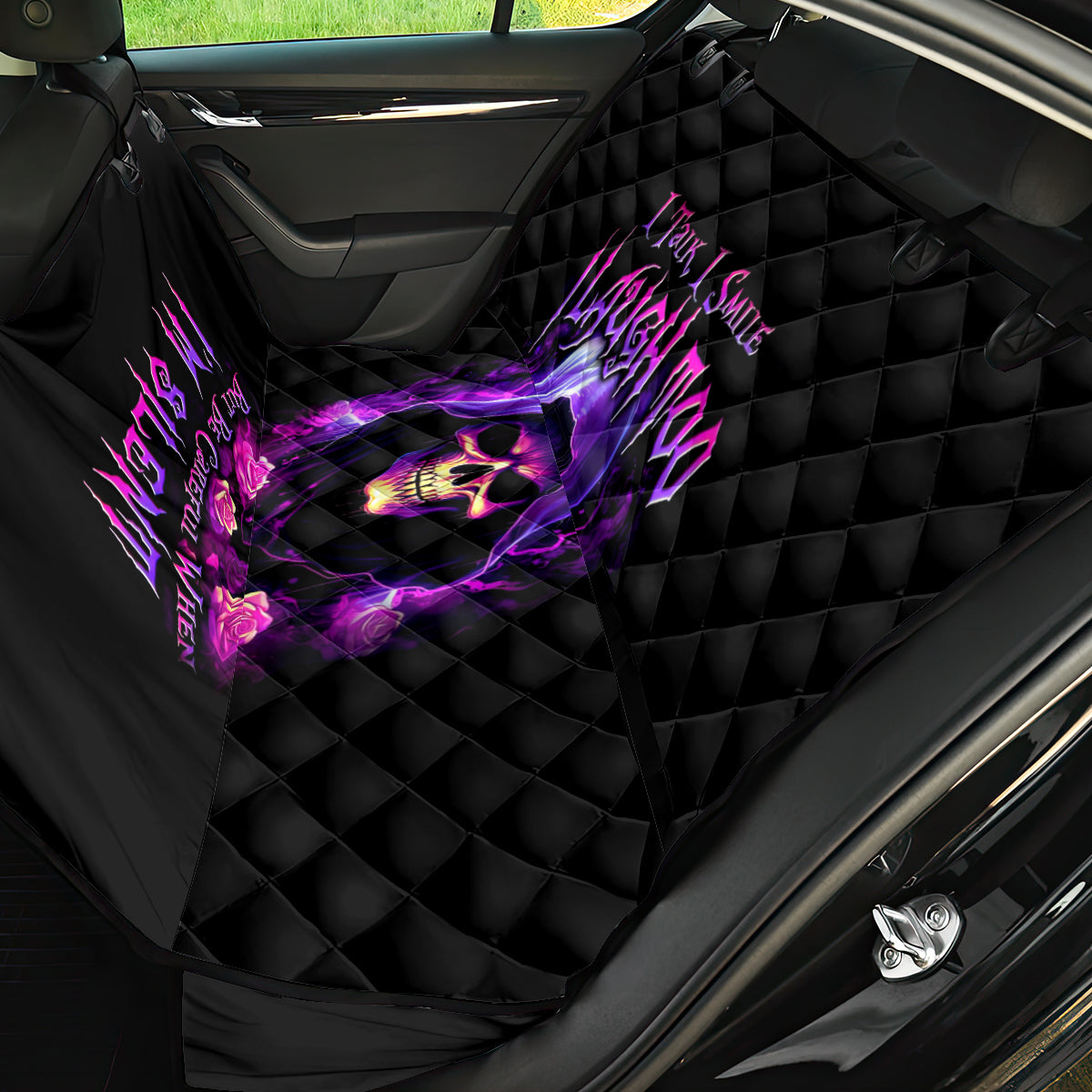 Purple Skull Back Car Seat Cover I Talk I Smile But Be Carefull When I SIlent - Wonder Print Shop