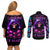 Purple Skull Couples Matching Off Shoulder Short Dress and Long Sleeve Button Shirts I Talk I Smile But Be Carefull When I SIlent - Wonder Print Shop