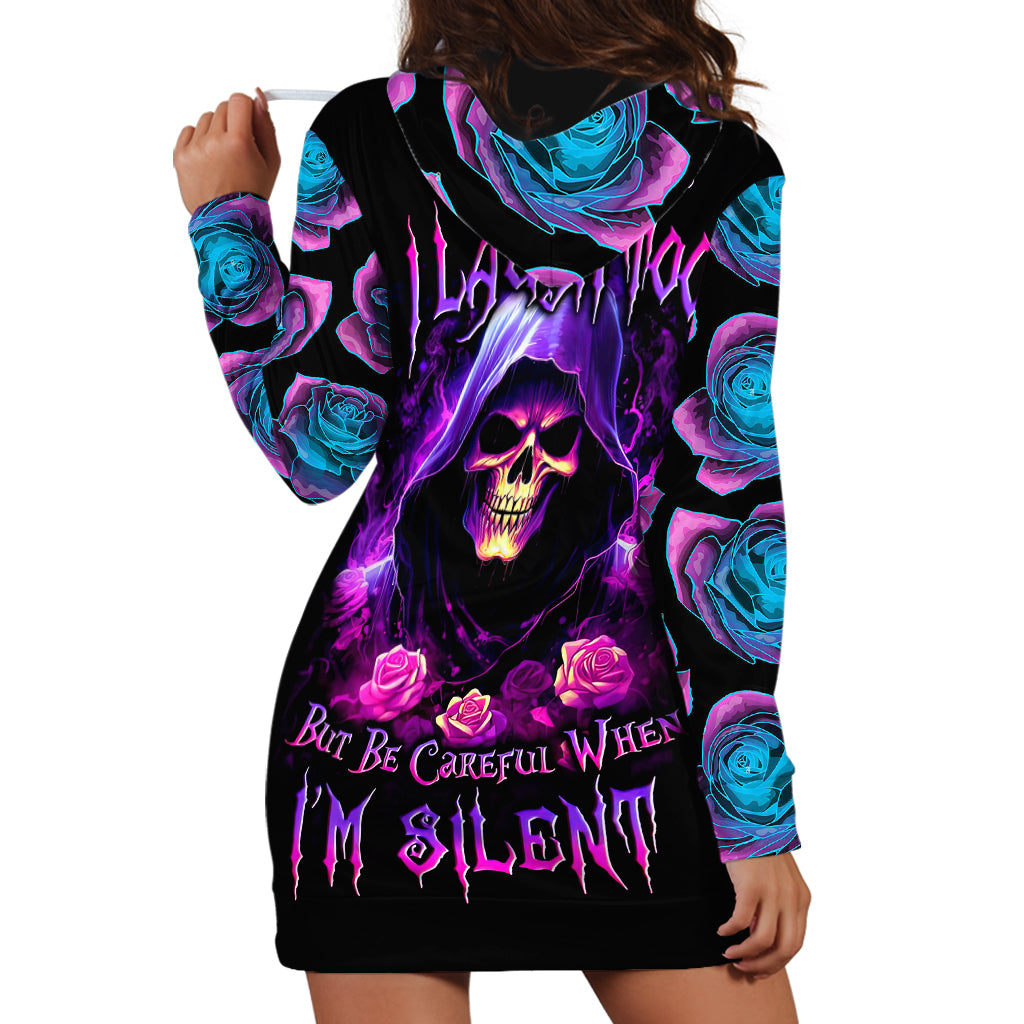 Purple Skull Hoodie Dress I Talk I Smile But Be Carefull When I SIlent - Wonder Print Shop