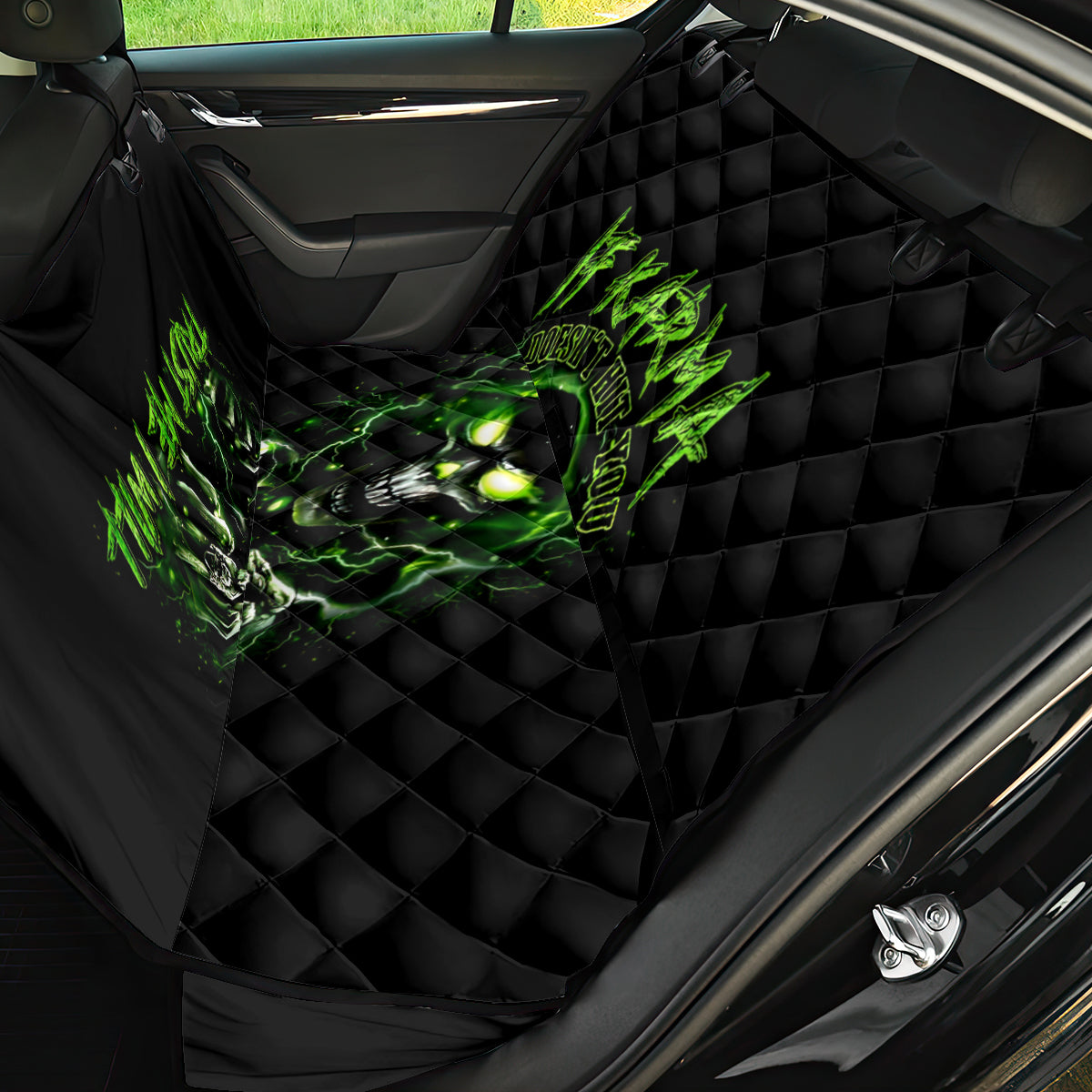 Thunder Skull Back Car Seat Cover If Karma Don't Hit You Trust Me I Will - Wonder Print Shop