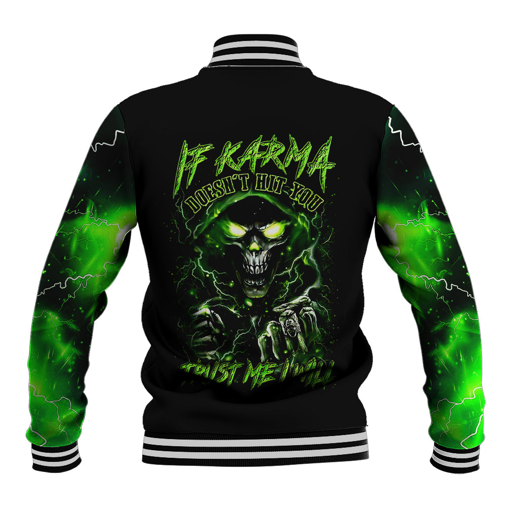 Thunder Skull Baseball Jacket If Karma Don't Hit You Trust Me I Will - Wonder Print Shop