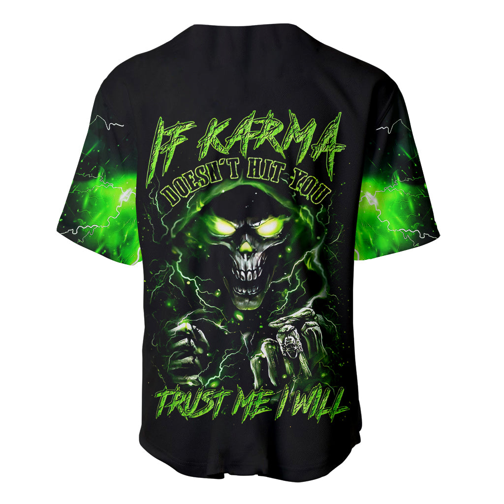 Thunder Skull Baseball Jersey If Karma Don't Hit You Trust Me I Will - Wonder Print Shop