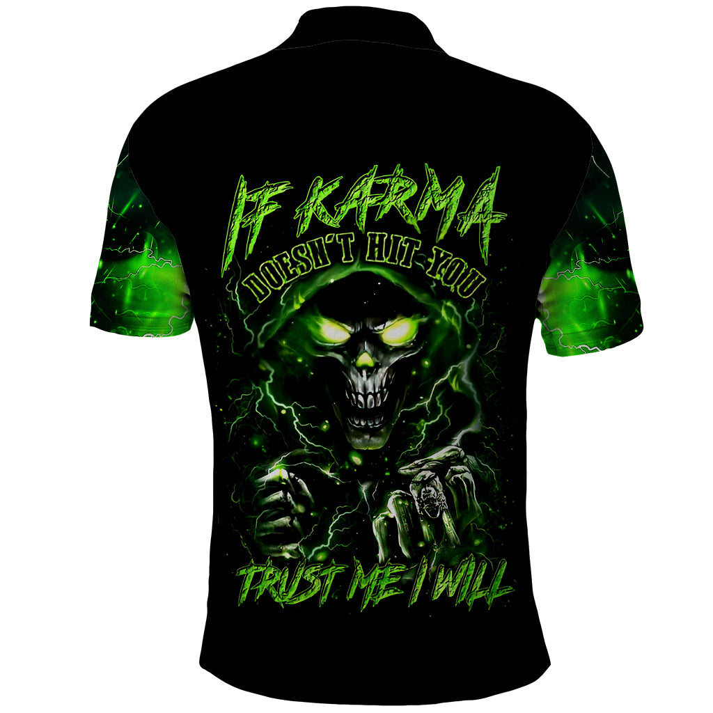 Thunder Skull Polo Shirt If Karma Don't Hit You Trust Me I Will - Wonder Print Shop