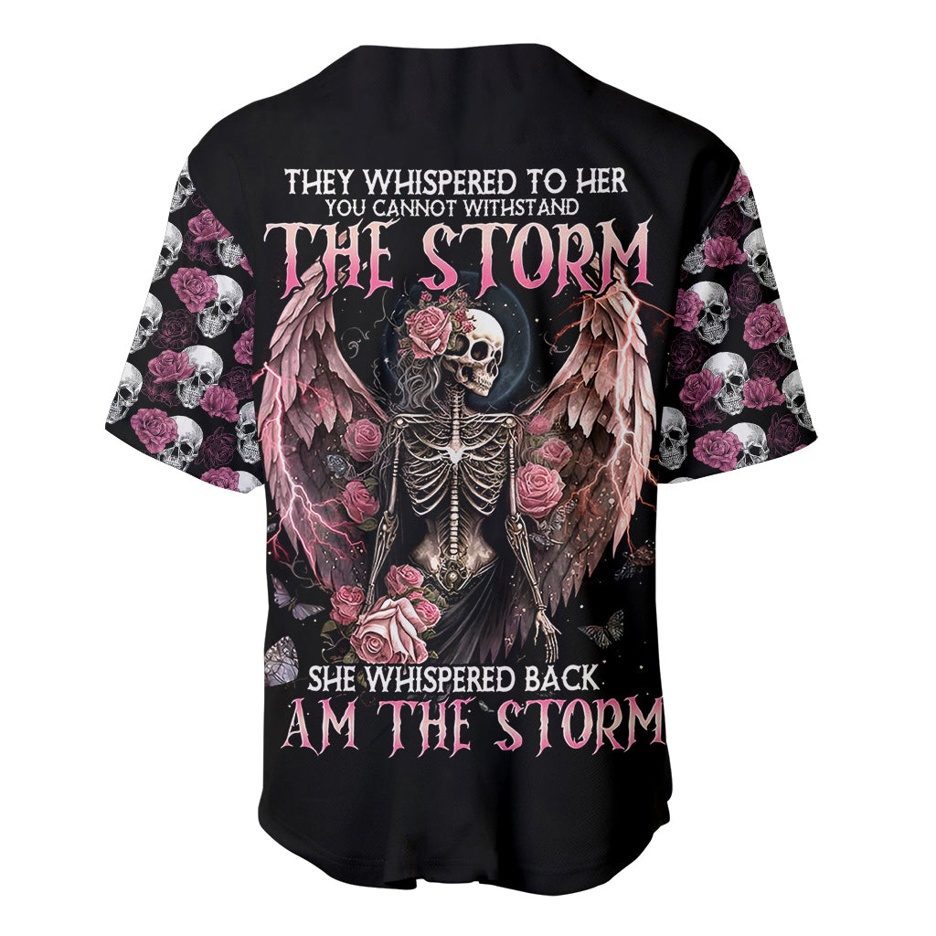 Angel Skull Baseball Jersey She Whispered Back Iam The Storm - Wonder Print Shop