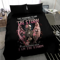 Black duvet cover with angel skull, winged roses artwork, plus two dark pillowcases