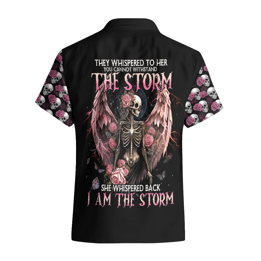 Angel Skull Hawaiian Shirt She Whispered Back Iam The Storm - Wonder Print Shop