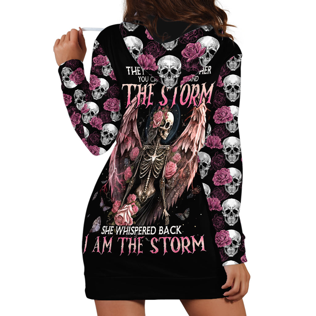 Angel Skull Hoodie Dress She Whispered Back Iam The Storm - Wonder Print Shop