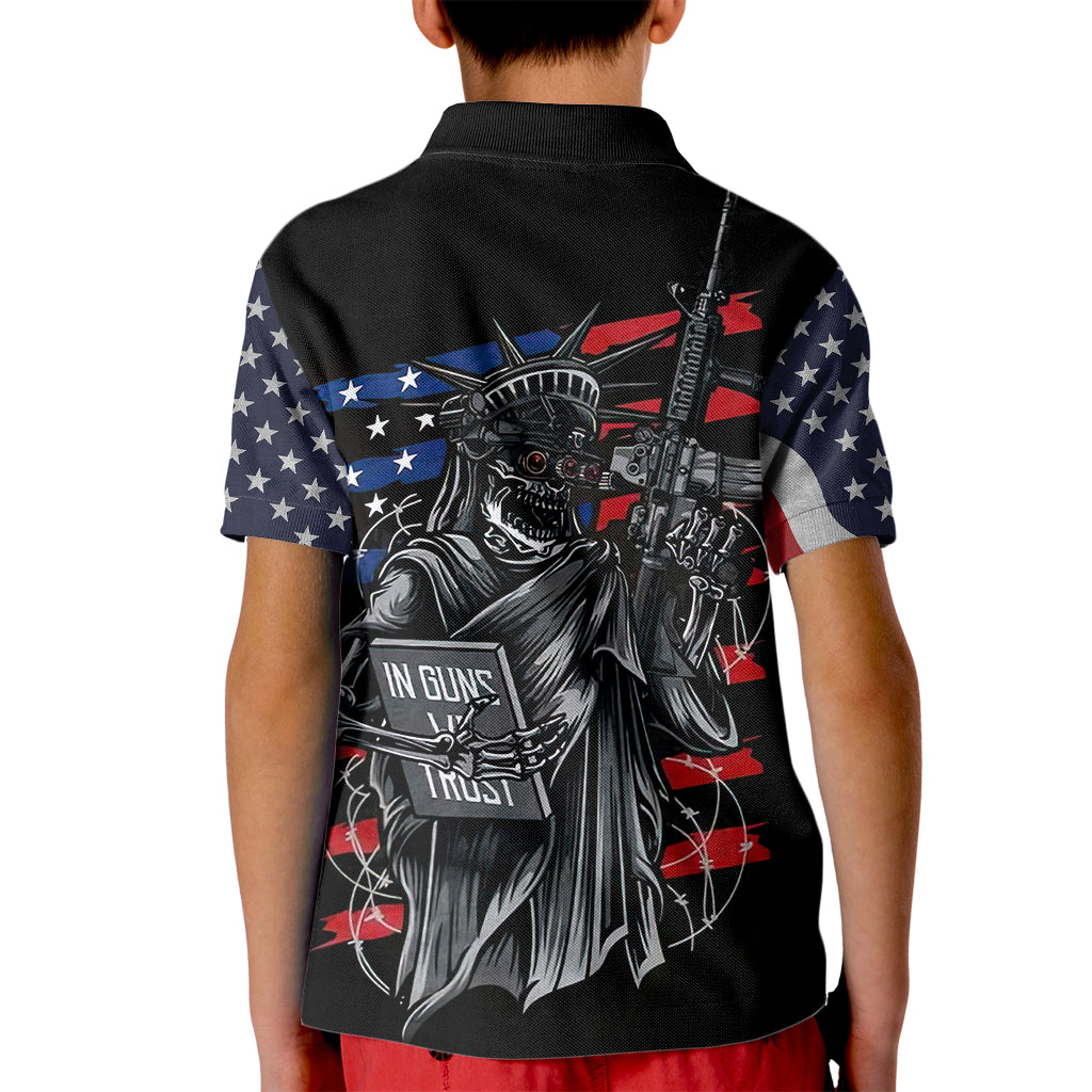 American Skull Kid Polo Shirt In Gun We Trust - Wonder Print Shop