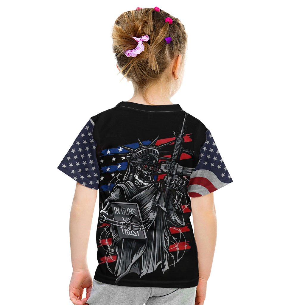 American Skull Kid T Shirt In Gun We Trust - Wonder Print Shop