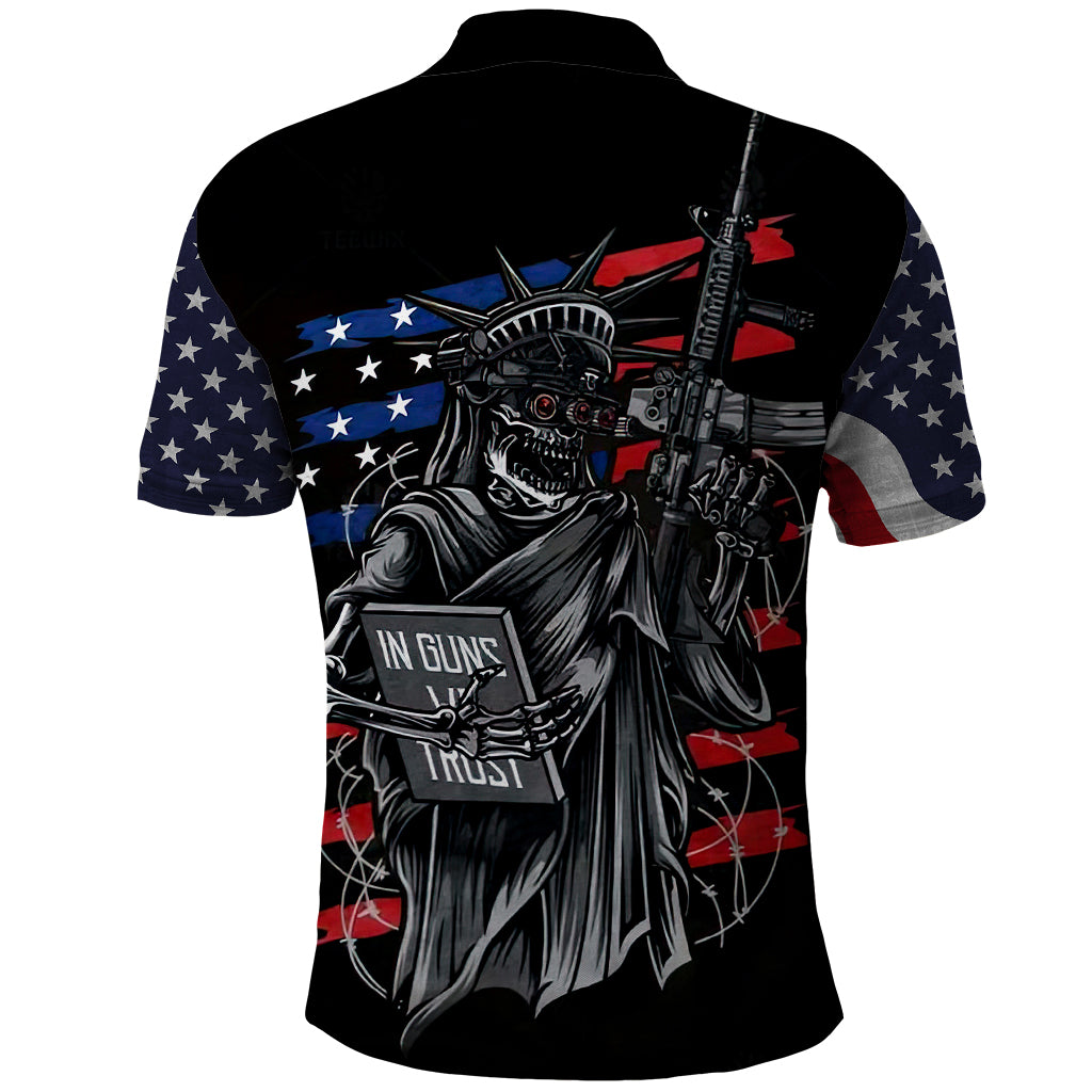 American Skull Polo Shirt In Gun We Trust - Wonder Print Shop